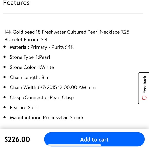 14K | gold bead fishwater necklace set - Picture 4 of 5